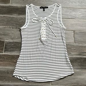 Like new! WHBM XS black and white stripe lace up tank